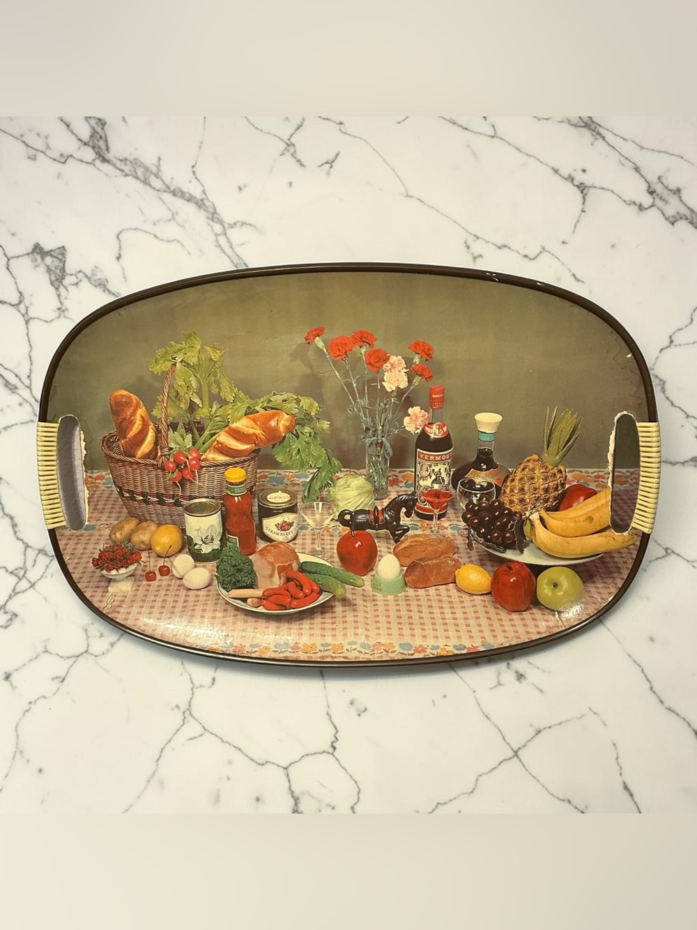 1960s Mid-Century Vintage Serving Tray – Retro Barware & Food Design